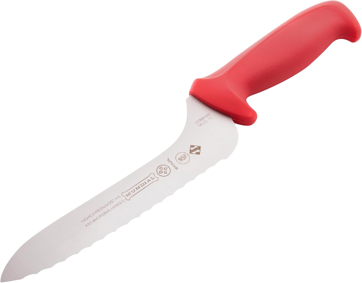 Mundial R5620-7E 7" Offset Serrated Sandwich Knife With Red Handle-R5620-7E