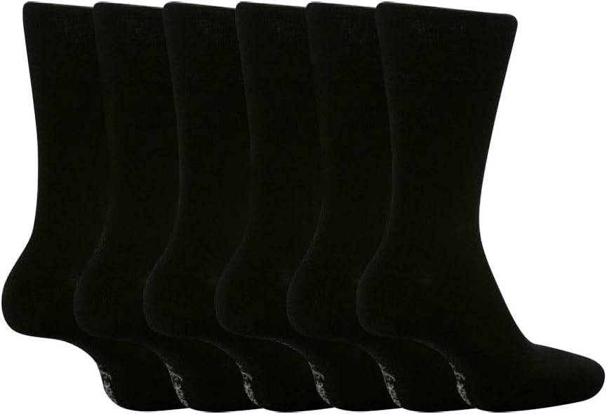 Gentle Grip6 Pairs mens no elastic socks 6-11 uk, 39-45 eur Assorted colours
