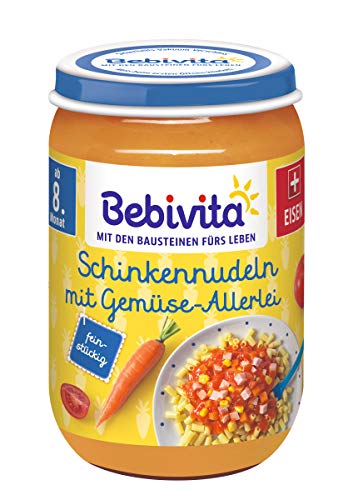 Bebivita Schinkennudeln mit Gemüse-Allerlei, 6er Pack (6 x 220 g)
