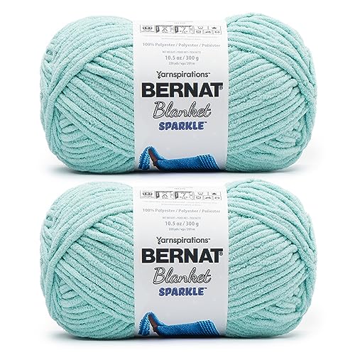 Image of Bernat Blanket Sparkle Aqua Yarn - 2 Pack of 10.5oz /300g - Polyester - #6 Super Bulky - 220 Yards - Knitting & Crochet