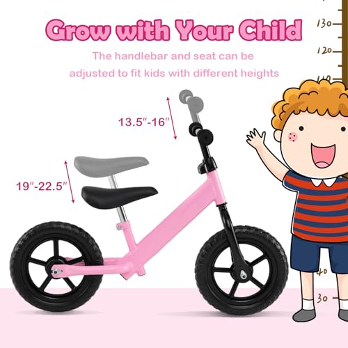 Image of HONEY JOY Toddler Balance Bike, 11 Inch Baby Push Bicycle w /Adjustable Padded Seat & Handlebar, Ultra Light Steel Frame, No Pedal Walker Bike Riding Toy, Birthday Gift for Boys Girls Aged 2-5