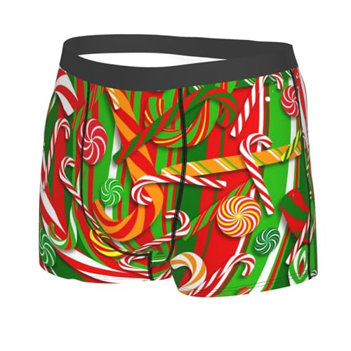 Men's Underwear Christmas Candy Cane Pattern Moisture-Wicking Boxer Briefs2