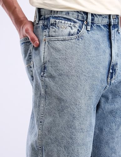 Image of Flying Machine Men's Loose Fit Jeans| Solid | High Rise | Stretchable | Jeans for Man