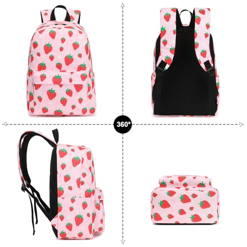 Yusudan Mochila de morango para meninas e mulheres, mochilas escolares para adolescentes, mochilas f
