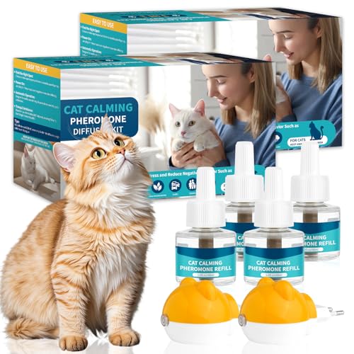 6 In 1 Diffusore Feromoni per Gatti, Compatibile con Tutti i Diffusori Comuni, Calmante per Gatti da 120 Giorni per Alleviare Stress, Rilassanti Ansia, Diffusore Calmante per Feromoni Gatto e Gattini