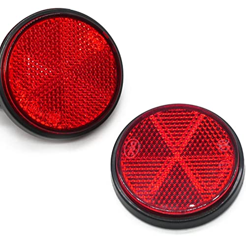 ETUKER Lot de 2 Catadioptre Rond Homologué E9, réflecteurs arrière ronds à visser réfléchissants de sécurité,réflecteurs pour poteaux de barrière/Caravane/RV/Tracteur(Rond-Auto-adhésif) Cover