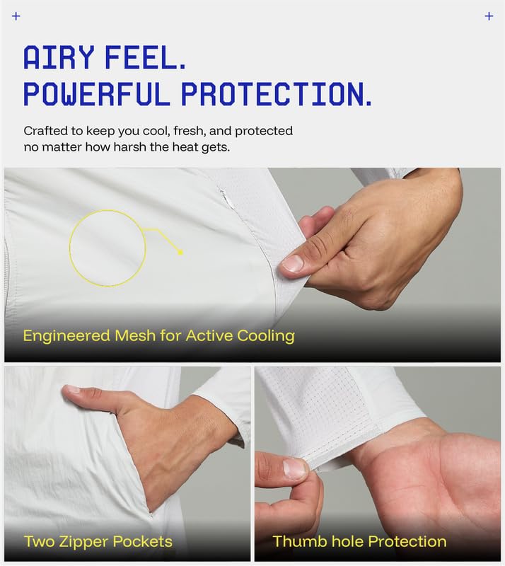 Image of BLUE TYGA Air Pro Sunscreen Jacket | UV Protection Hooded Jacket | 40 GSM Nylon, Breathable Mesh, Quick-Dry Summer Wear