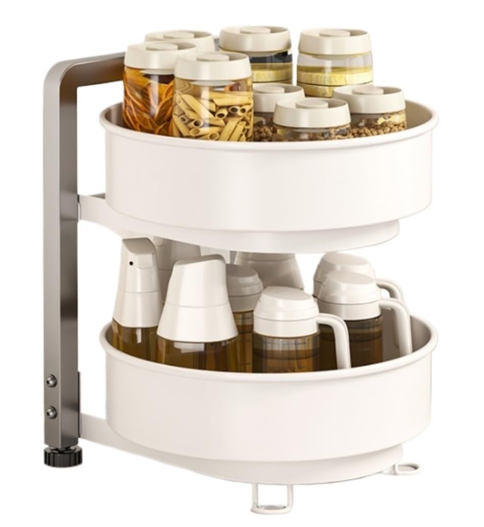 Organizer na Przyprawy Organizer Na Przyprawy Obrotowy Stojak Na Przyprawy Ze Stali Nierdzewnej Na Blat Kuchenny Stojak na Przyprawy Stojak na Zioła(Material:2-Tiers)