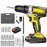 Akkuschrauber Set, Professional Akku-Schlagbohrschrauber, Akku Bohrschrauber Set mit 25+1 Drehmomentstufen, 2-Gang, LED-Licht, Schlagbohrschrauber mit 23tlg Zubehör für Haus DIY Projekte