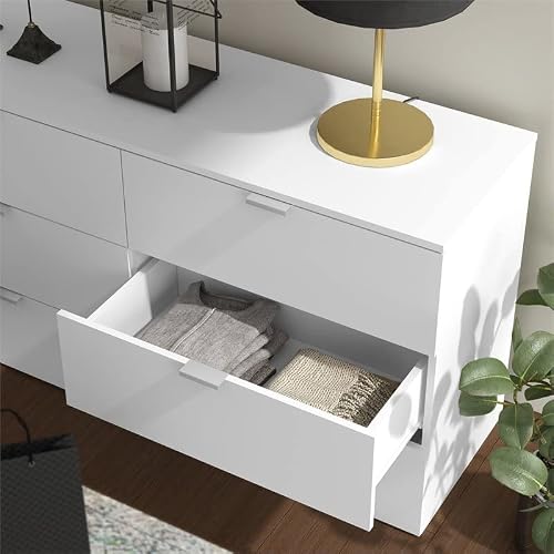 Bowery Hill 6-Drawer Modern Wood Bedroom Dresser In Matte White #TOP4