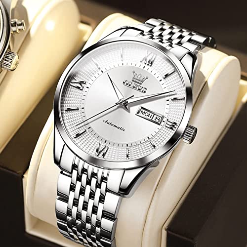 Image of OLEVS Automatic Mens Watches Self Winding Mechanical Business Luxury Dress Wrist Watch Stainless Steel Waterproof Luminous Day Date