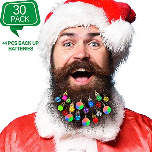 30 Pieces Light Up Beard Ornaments, 8 Pieces 2 Types Beard Lights Beard