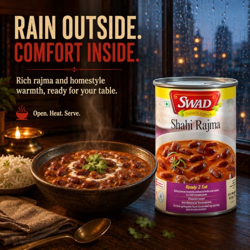 Image of SWAD Ready to Eat Shahi Rajma | Traditional Punjabi Style Rajma Masala | Red Kidney Beans Cooked in Tomato & Spice Gravy | Heat & Serve Vegetarian Food | 450g