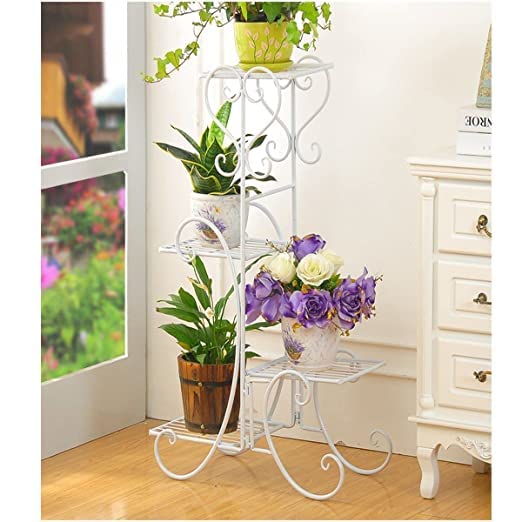 EIFFELS CRAFTS rustproof plant stand flower pot stand planter stand gamla stand corner plant stand for living room |balcony |outdoor |indoor |Terrace garden | Home and decor (4-TIER WHITE) (B07JF8CRRZ) Amazon Price History, Amazon Price Tracker