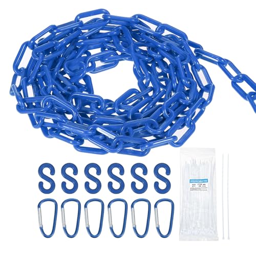 Chaîne de sécurité en plastique bleu 4.6m balisage chantier avec attaches zippées et boucles