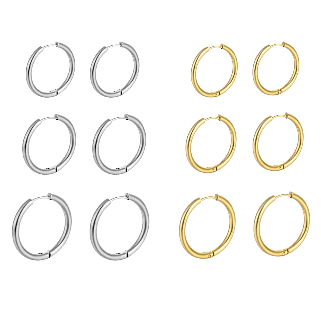 ASYKNM 6 Pares de Pendientes de Aro de Acero Inoxidable para Hombre y Mujer - Anillos de Labios, Nariz y Cartílago Pequeños."
