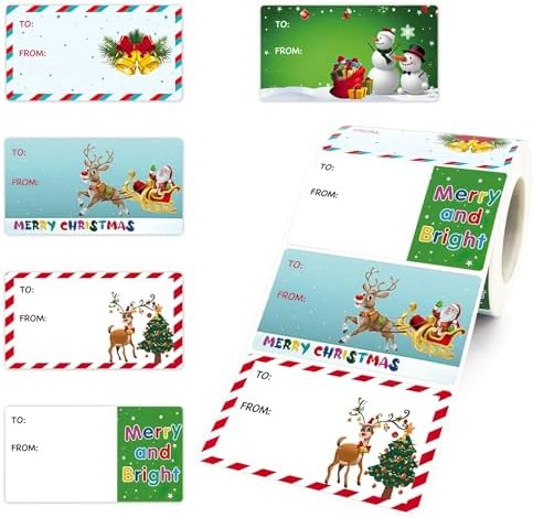 Gift Tags-250 PCS Christmas Gift Tags Christmas Presents Stickers Self Adhesive Christmas Tags Christmas Santa Wrapping Paper Holiday Decor (2.95 x 1.6 Inch)
