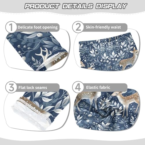 Tropical Deer Blue 1 Girls Leggings Athletic Pants Tights Stretch Bottom3