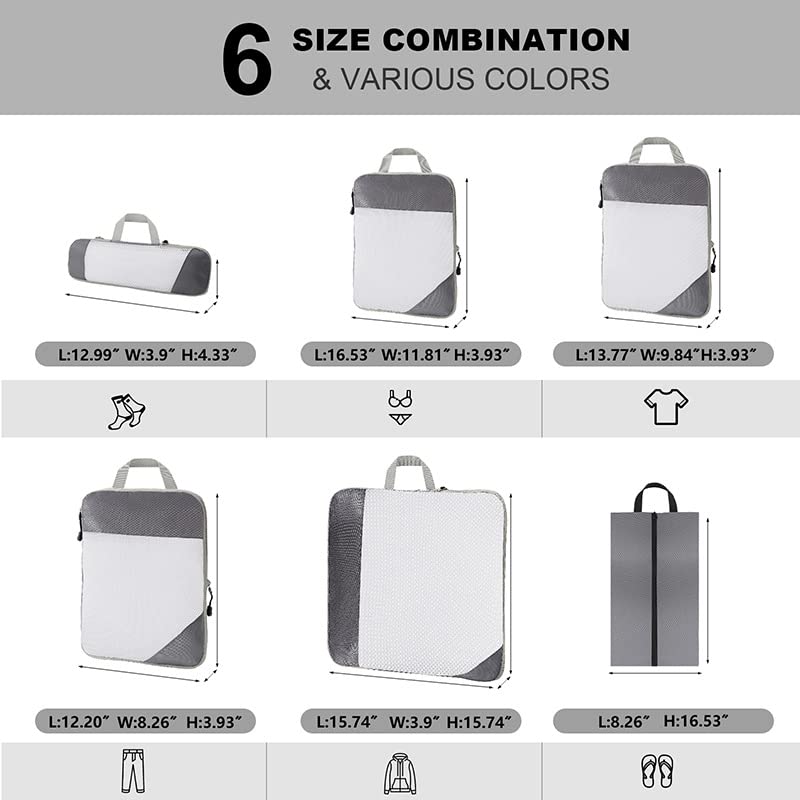 UTELKA Set Organizer Valigia 6/8/9 Cubi di Imballaggio da Viaggio Set di Pezzi, Cubi Multifunzione Organizzatore Bagaglio da Viaggio Impermeabile Borsa di Compressione