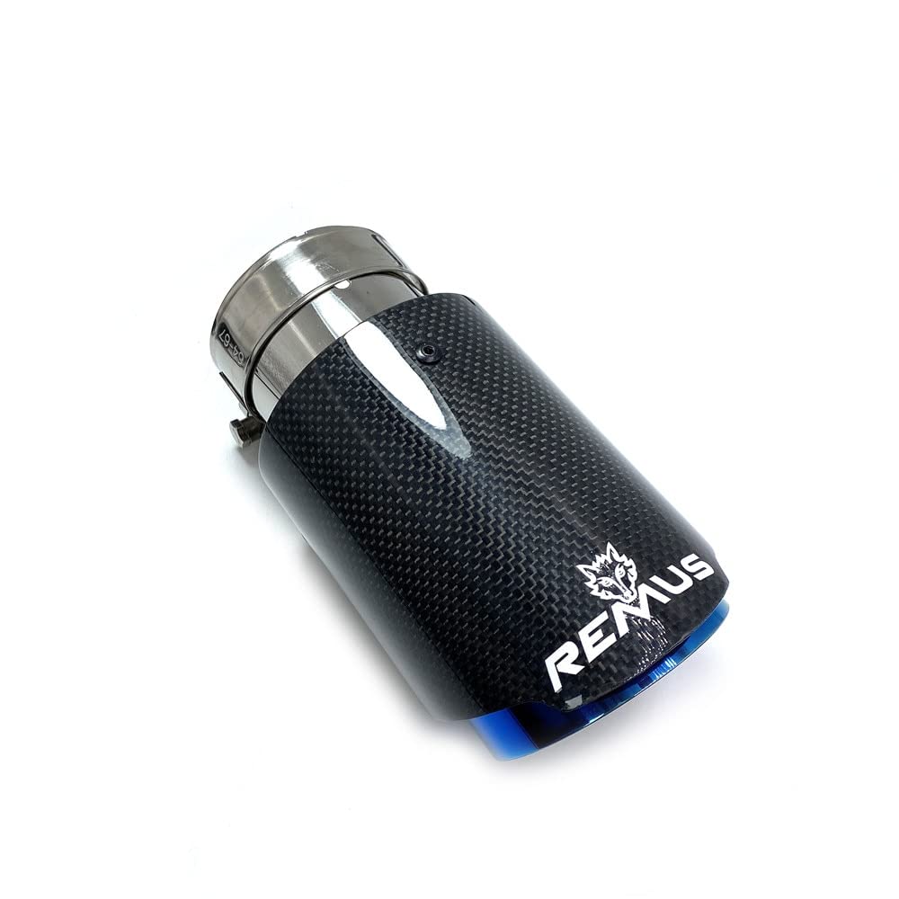Tubo De Escape Coche PC 1 Tubo de escape de coches Tubería de cola de carbono brillante Acero de acero inoxidable azul Silenciador recto con uso de ajuste for BMW F30 Cola Escape De Sonido