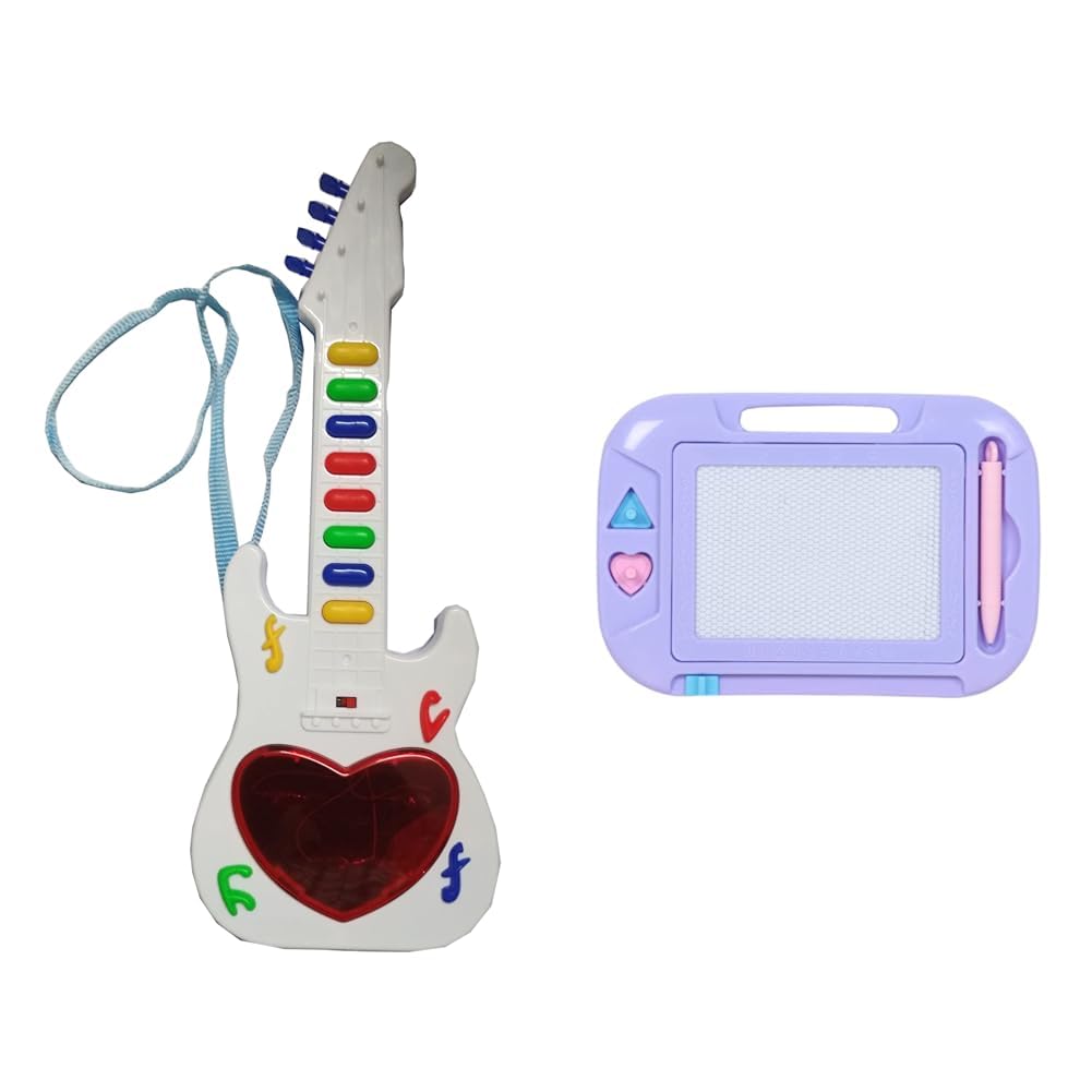 VGRASSP Mini Toy Guitar for Children - Kids Handheld Musical Electronic - Plays Music & Electric Sounds - Gift for Girls & Boys & VGRASSP Magnetic Slate Toy is Very Useful, Small (Color as Per Stock)-image-16