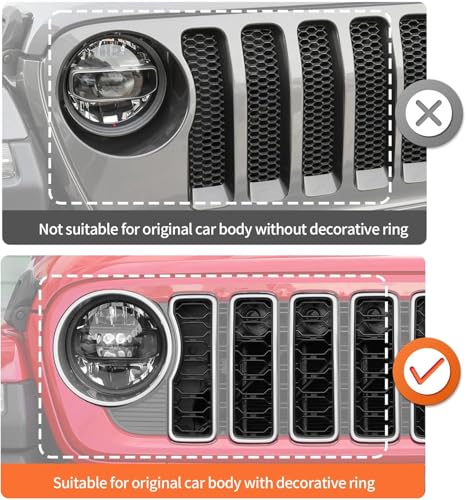 Image of JeCar Mesh Grill Inserts & Headlight Covers Fit for 2024+ Jeep Wrangler JL Grill Covers Trim Accessories (9pcs White)