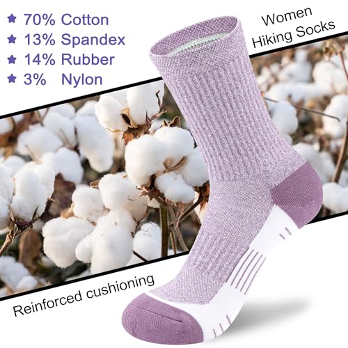 Image of Crew Socks Women Athletic Hiking Running Cushioned Compression Socks 3-5 Pairs
