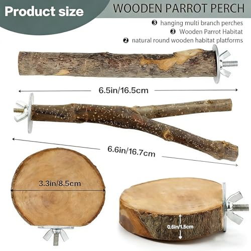 Natural Wood Bird Perch - 8-Piece Chewable Ladder | 320g Parrot Perches with Cockatiel, Chinchilla, Pet Juguetes for Cage, Tree Climbing, Window, Training, Activity, Small Birds, Bird Toys Stand - Afbeelding 3