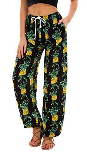 Urban CoCo Women's Floral Print Summer Boho Pants Harem Beach Vacation Pants