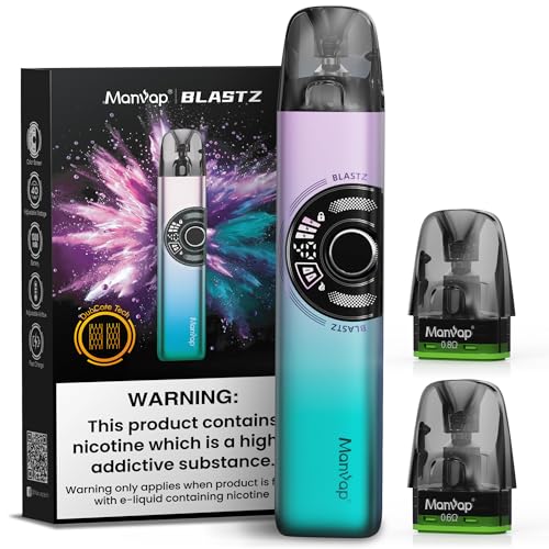 Manvap Cigarette Électronique Kit Complet 40W Rechargable 1300mAh Vape Pod System Top Refill Atomiseur 0,6ohm 0,8ohm Dual Mesh Coil 3ml, E-Cigarette Vape Pen...