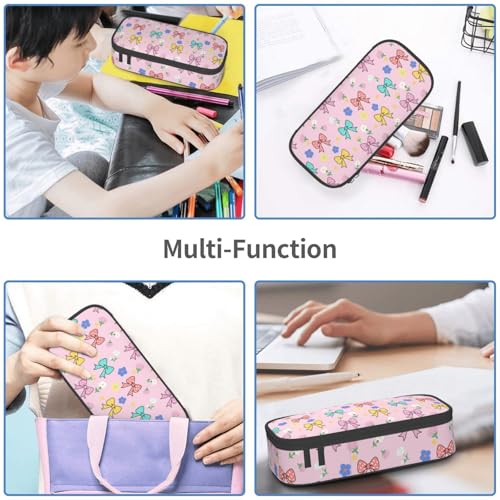 Image of WOBAGMEN Large Pencil Case with Handle Cute Print Pencil Bag Mutifunctional Pencil Pouch Stationery Bag (hudiejie)
