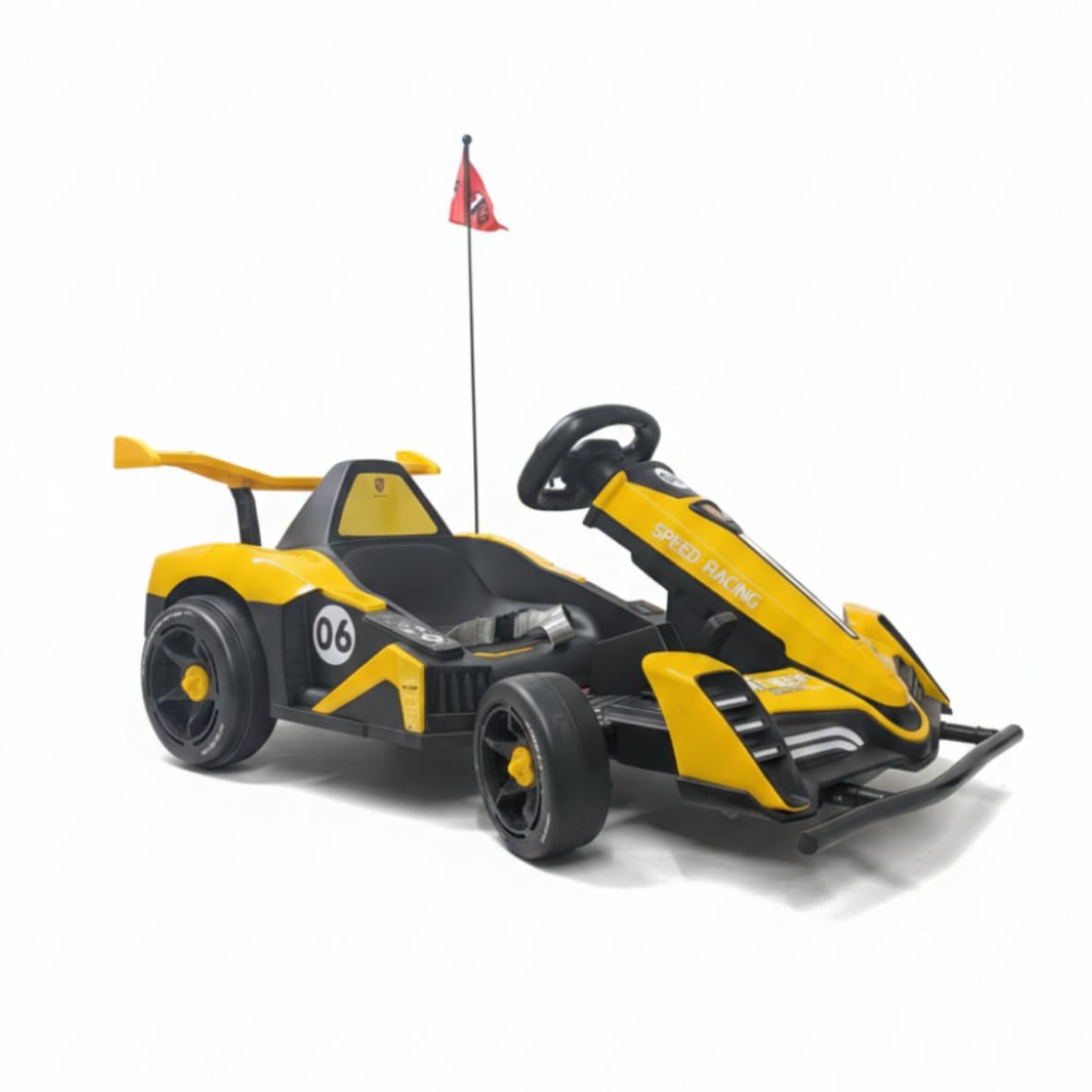 WITIT Auto ELETTRICA Radiocomandata Macchina F1 Formula Uno Go-Kart per Bambino Bambina Bambini KDC-309 24V 8Ah Grigia, Blu e Gialla 2 motori, bluetooth, USB, LED, carico massimo 50 Kg (GIALLA)