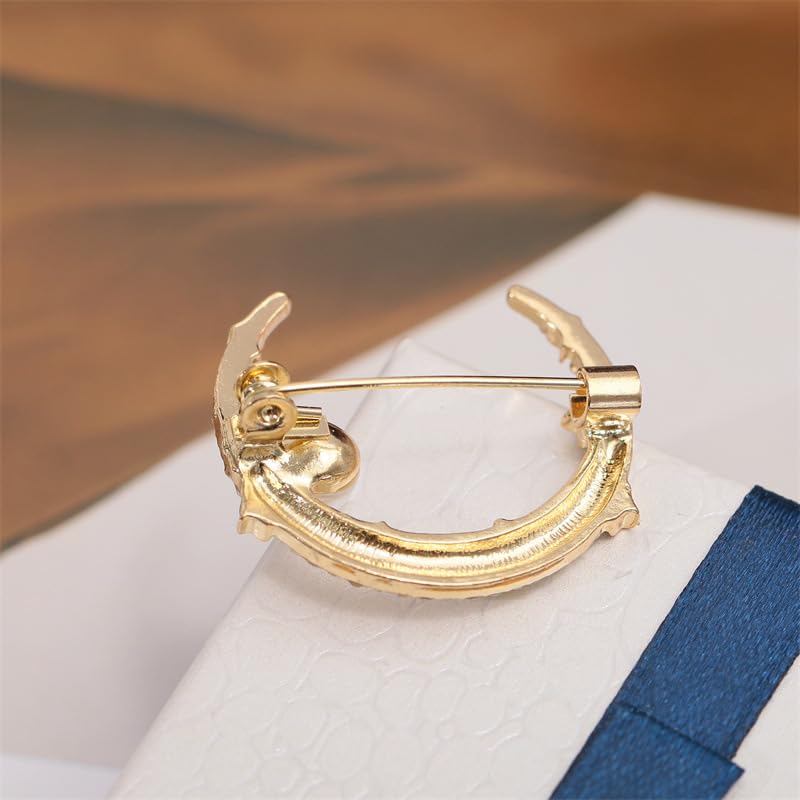 Image of ROFARSO Moon Brooch Pins for Women Crescent Fashion Jewelry with Rhinestone Crystal & Freshwater Pearl, Accessory for Party Wedding Gift, Gift for Women Girl
