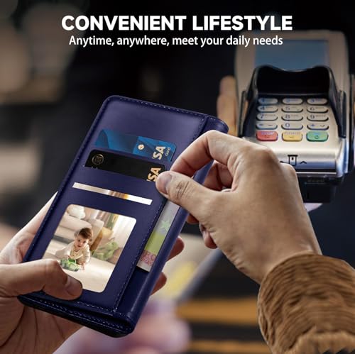 Handyhülle für Samsung Galaxy A15 4G/5G Hülle, Premium Lederhülle Schutzhülle Tasche für Samsung A15 Hülle Wallet Kartenfach Standfunktion Klappbar Flip Case für Galaxy A15 Hülle,Blau – Bild 4