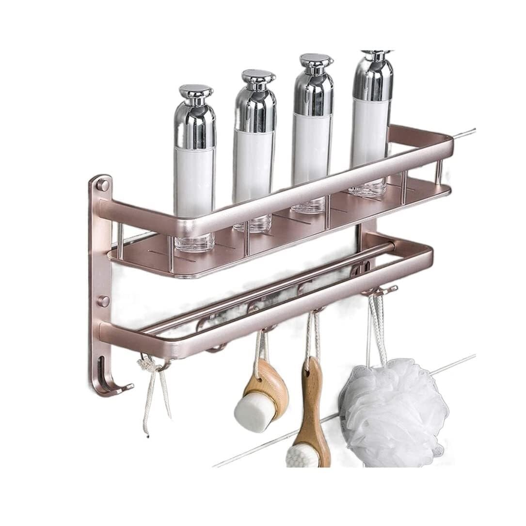 Porte-serviettes de salle de bain durable à double barre avec crochets de suspension