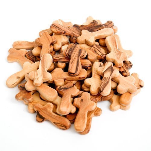 Holy Land MarketOlive Wood Pocket Crosses 2.75 in with Certificate from Bethlehem (100 Pack)