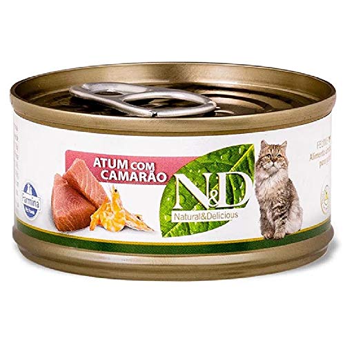 Ração Úmida N&D Gatos Adultos Sabor Atum e Camarão - 70g, Farmina