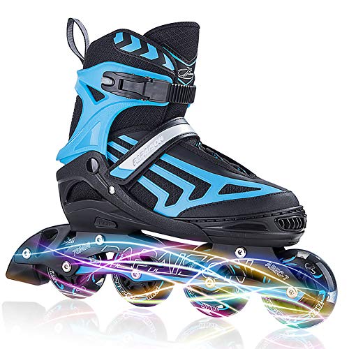 ITurnGlow Boys Adjustable Inline Skates for Kids and Adults with Full Light Up