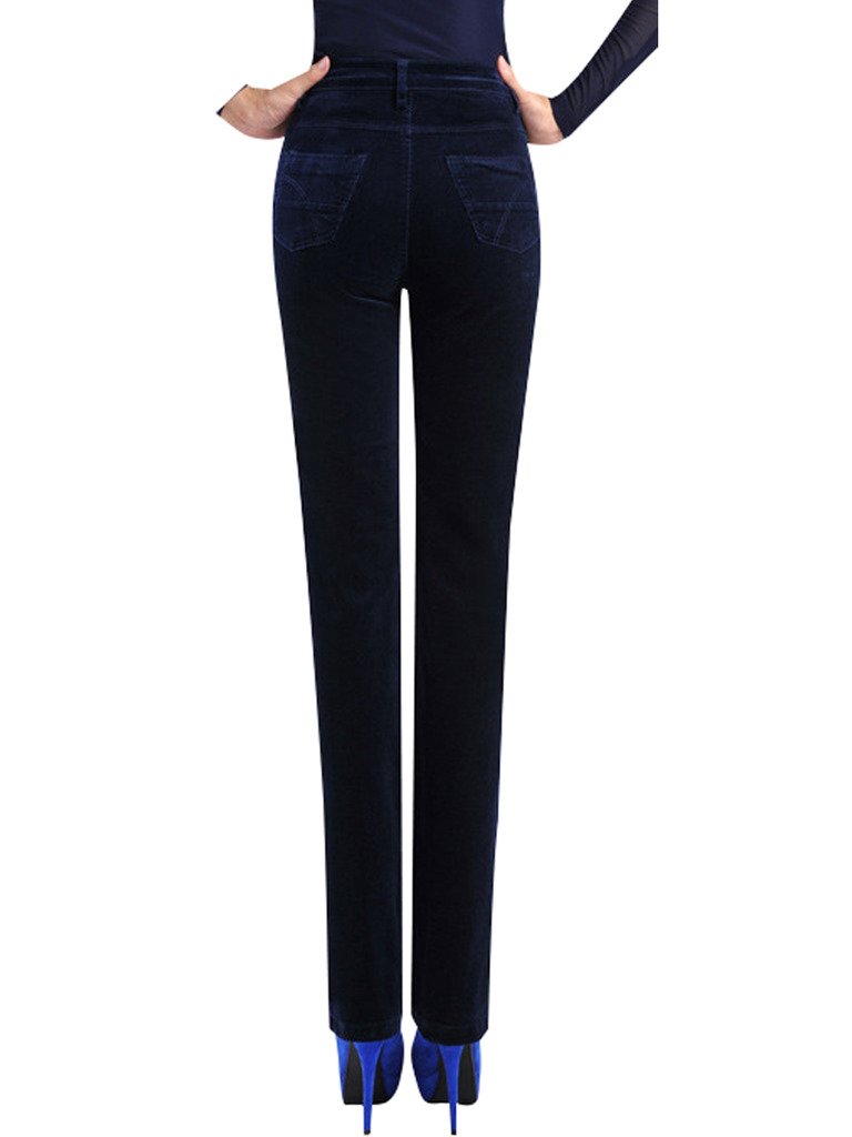 Donna Vita Alta Pantaloni di Velluto a Coste Pantaloni Dritti