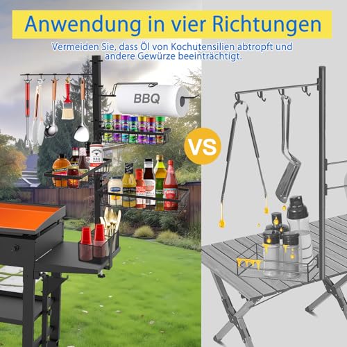 Grill-Caddy für Blackstone Grill zubehör, Grillzubehör mit Papierhandtuchhalter, Outdoor-Küchenzubehör für Camper, Grillzubehör, Organizer, Geschenke Geburtstagsgeschenk für Männer Papa 3
