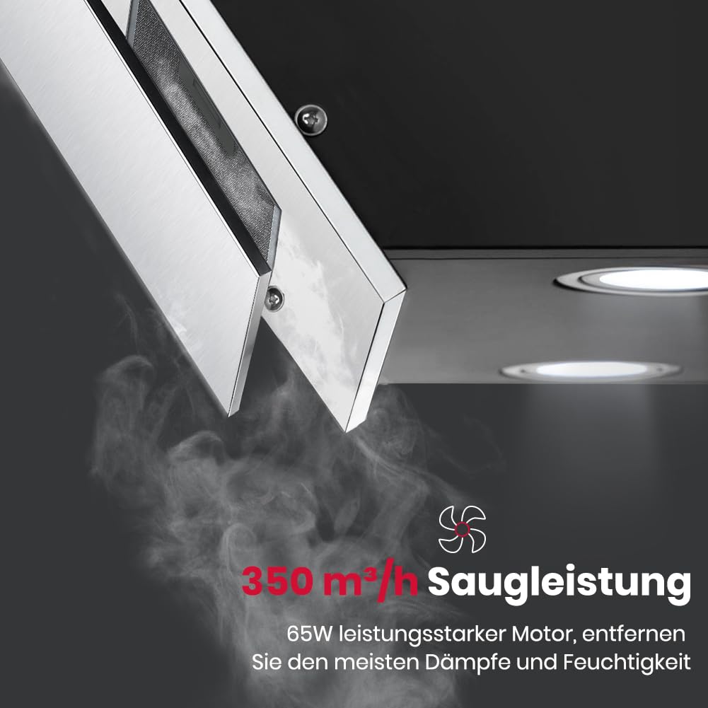 Gasland Chef AR60SP Campana Extractora Inclinada 60cm, Campana Extractora de Pare Cocina, Decorativa, 350 m³/h, 3 Velocidades de Exrtacción, Acero inoxidable