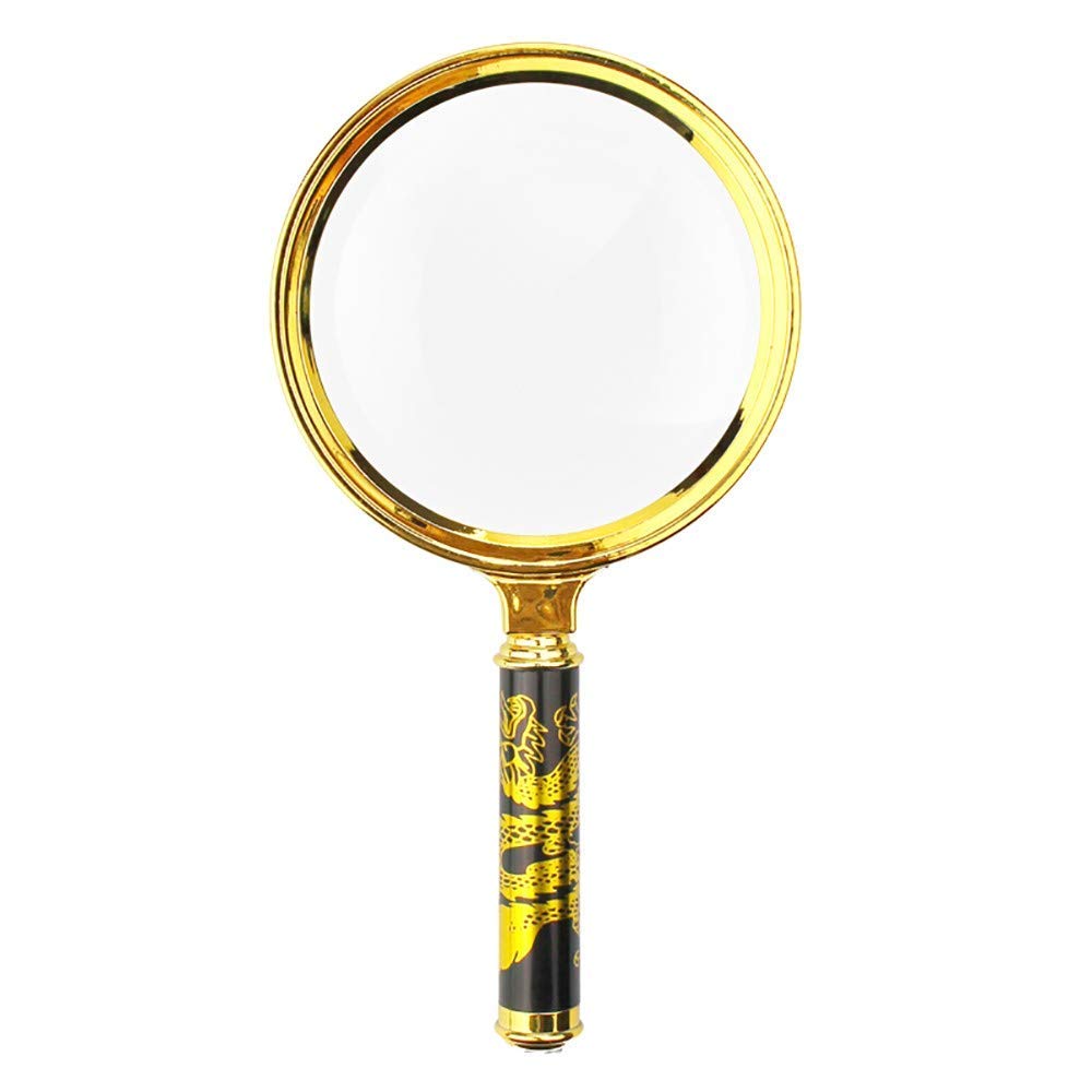 90 mm großer optischer Glaslinsenspiegel – Geschnitzte Drachenlupe – 10-fache tragbare Leselupenplatte