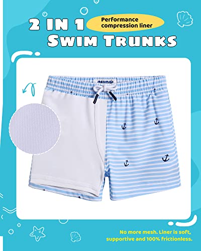 Image of maamgic Boys Swim Trunks with Compression Liner Toddler Stretch Swim Shorts