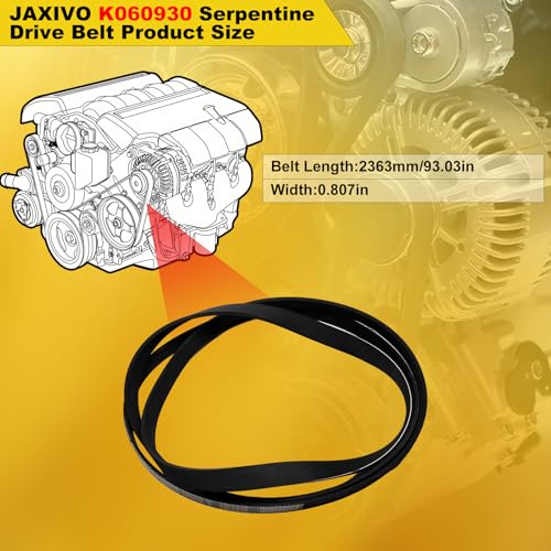 Image of 6K930 Serpentine Drive Belt 6-Rib 93.03 inch for 14-17 Buick Enclave,16 A8 Escalade Chevy Silverado Express Savana Sierra 1500 2500 3500,Avalanche 1500 Yukon XL C63 EPDM Belt 6PK2363 K060930