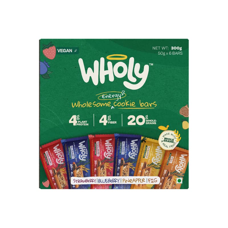 Wholy Wholegrain Fruit Filled Cookie | High Protien | High Fiber | Multigrain | No Added Preservatives | Nutritious Balanced Snack - 50g, 1 Pc Fig , 2 Pcs Strawberry, 2 Pcs Blueberry, 1 Pc Pineapple (Pack Of 6) (B0C4FMY96V) Amazon Price History, Amazon Price Tracker