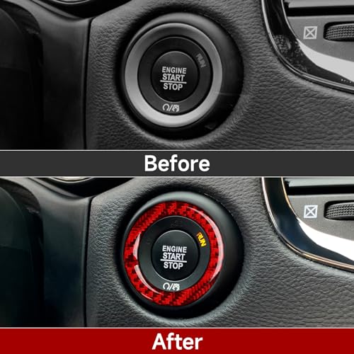 Image of Car Engine Start Stop Cover Decals for 2014-2020 Dodge Durango Accessories Carbon Fiber Interior Stickers