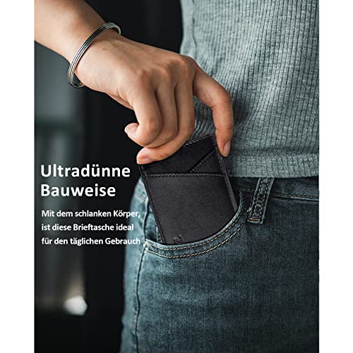 Image of Mens Slim Wallet Money Clip: Bifold Leanther Wallets RFID Blocking Front Pocket Wallets Credit Card Holder with ID Window Gift for men