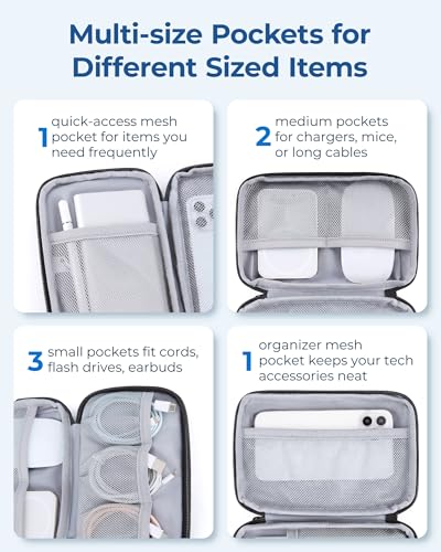 Image of bagsmart Electronics Organizer Travel Case, Cable Charger Cord Tech Organizer Pouch for Phone Charger Accessories, Black