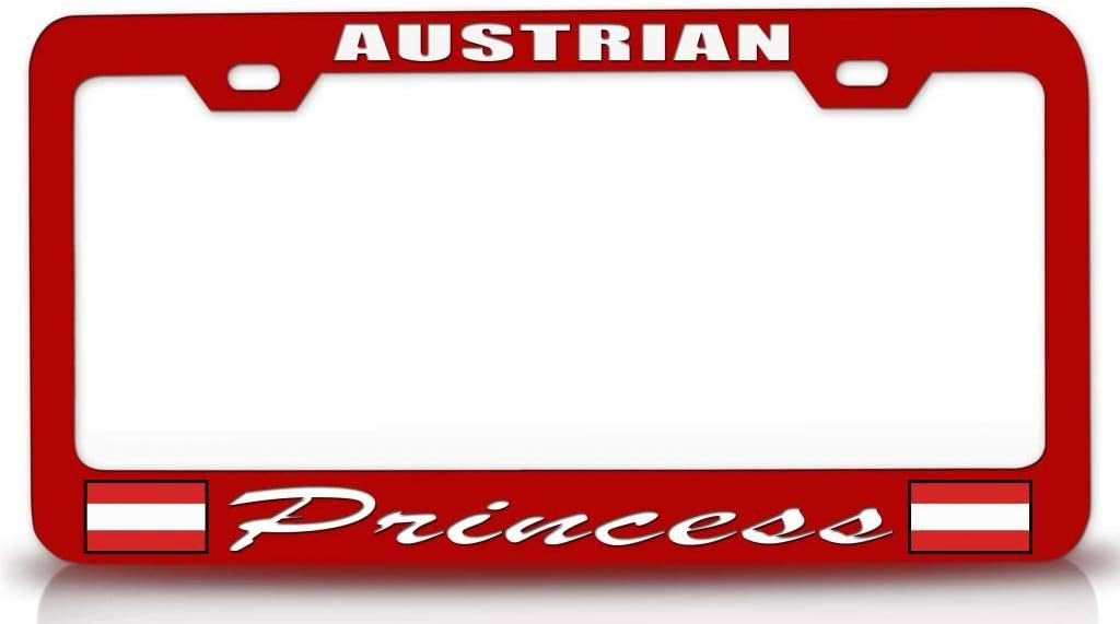 Austrian Princess Country Flag Metal Car SUV Truck License Plate Frame Red t46