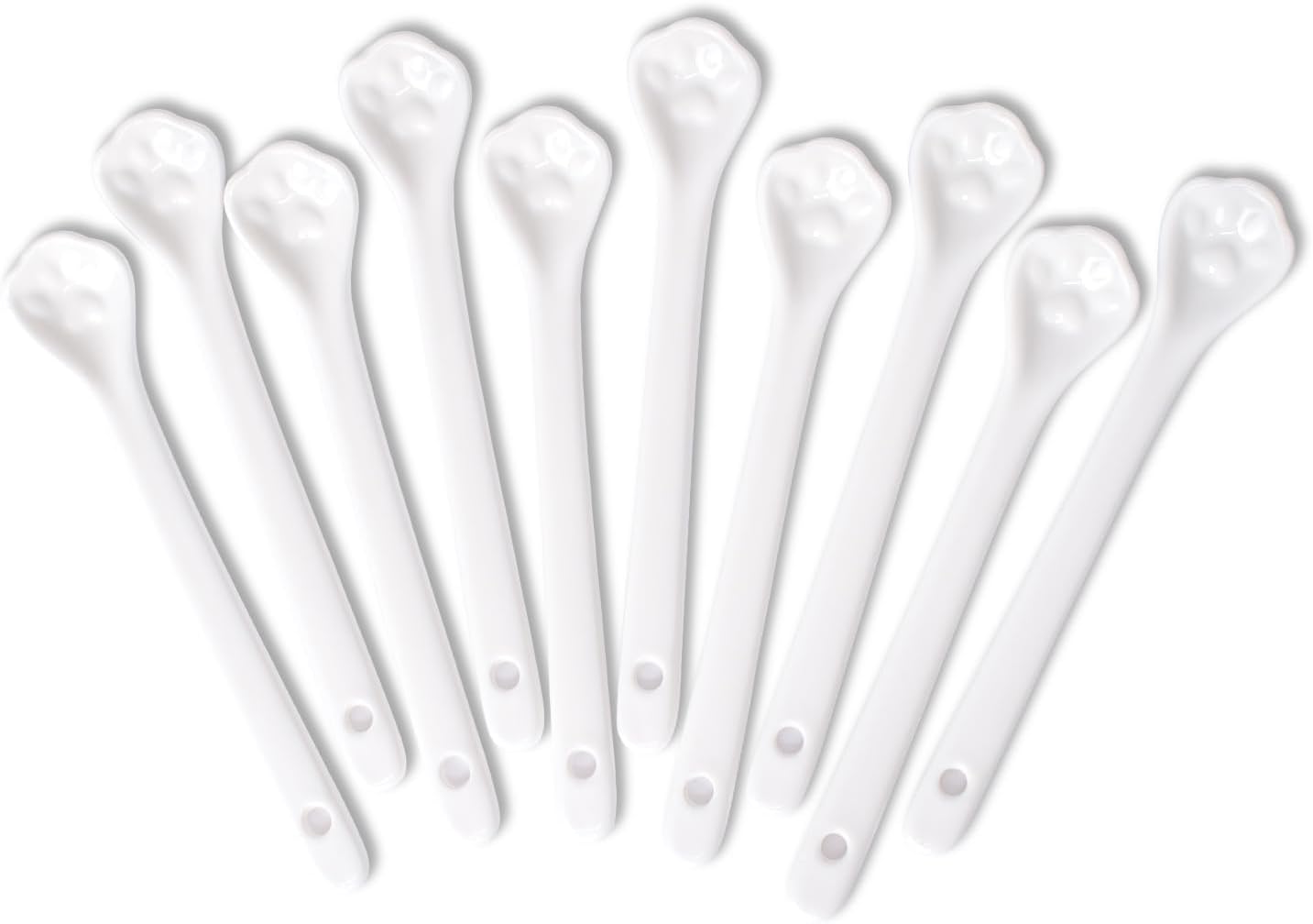 White Long Handle Porcelain Spoons Coffee, Tea, Yogurt and Ice-cream, Cutlery Fitting Ceramic Spoons 5.9 Inch Set of 10 (10, 5.9 inch)